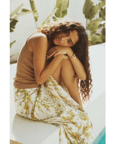 Camilla Pihl Lune skirt yellow mimosa print