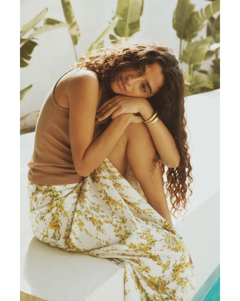 Camilla Pihl Lune skirt yellow mimosa print