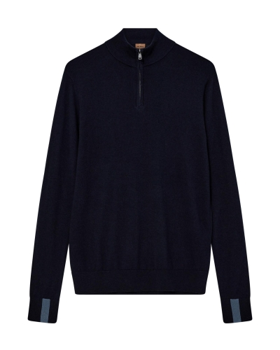 Mos Mosh Gallery Adam soft zip turtle neck knit navy