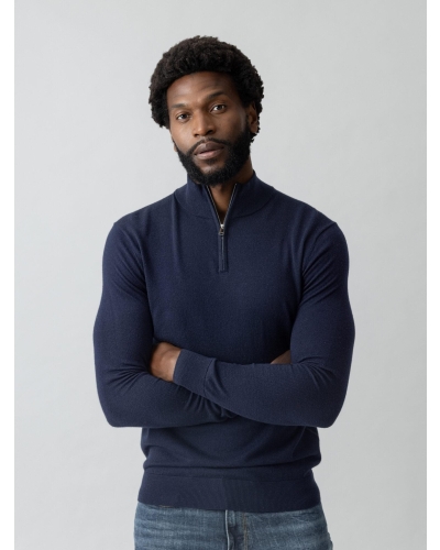Mos Mosh Gallery Adam soft zip turtle neck knit navy