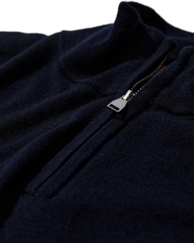 Mos Mosh Gallery Adam soft zip turtle neck knit navy