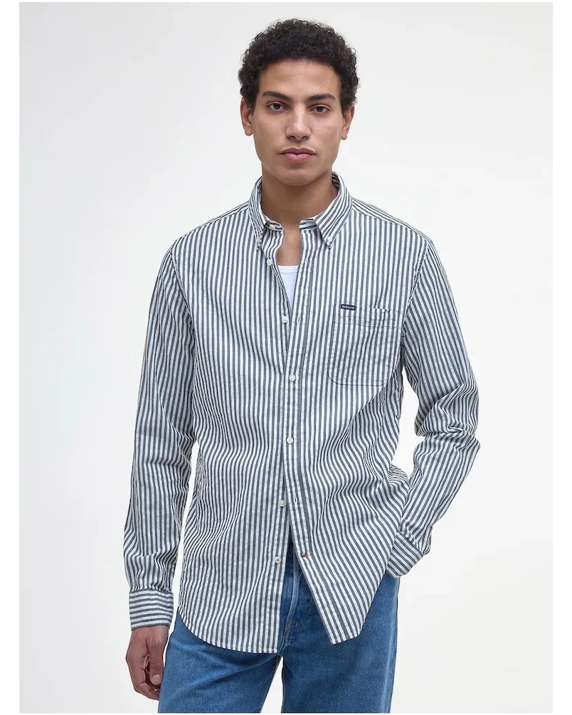 Barbour Cresswell seersucker tailored shirt navy