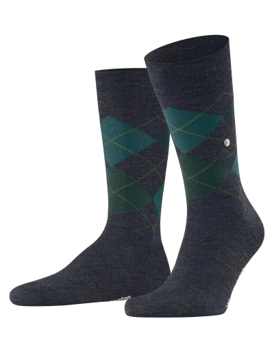 Burlington Edinburgh melange heren sokken cobalt