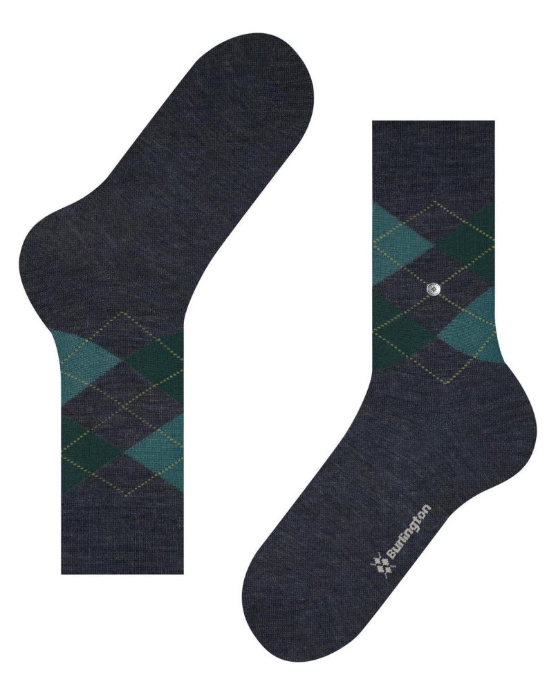 Burlington Edinburgh melange heren sokken cobalt