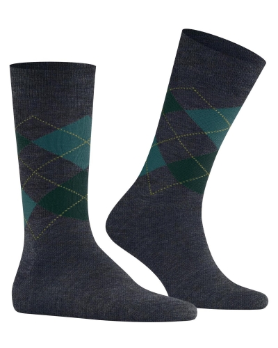 Burlington Edinburgh melange heren sokken cobalt