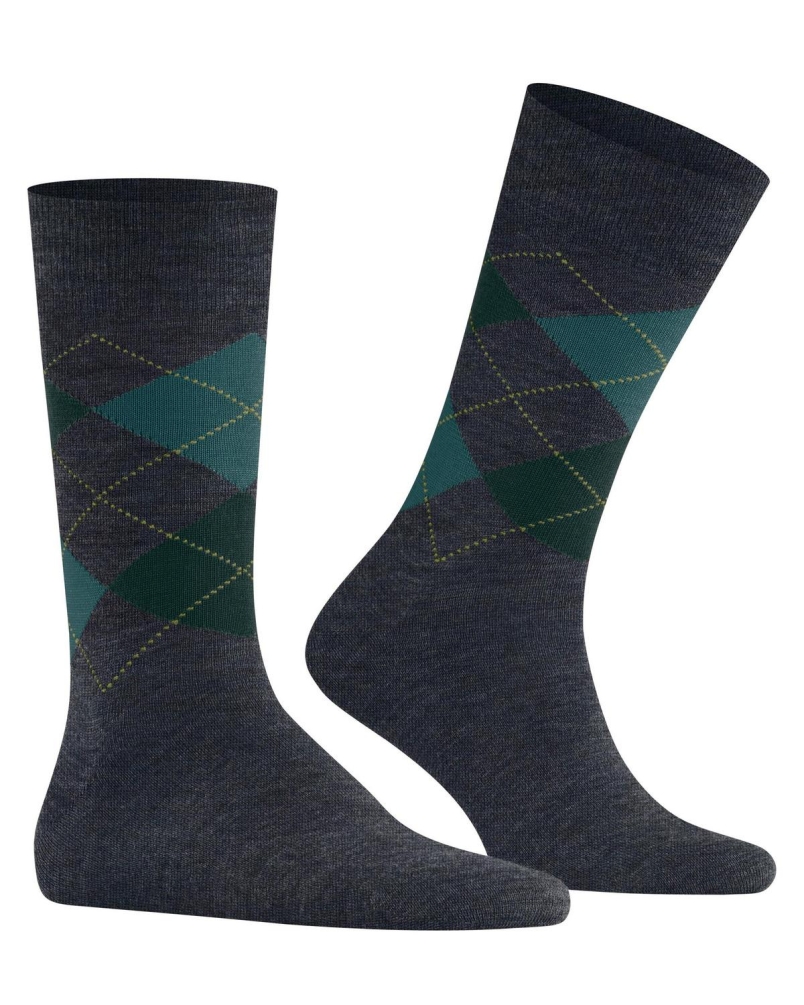 Burlington Edinburgh melange heren sokken cobalt