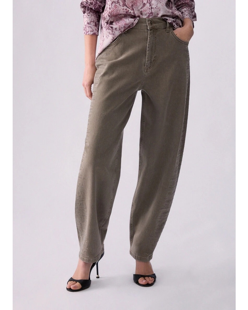 Liu Jo Balloon pants with micro rhinestones beige