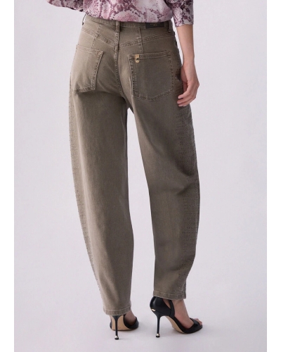 Liu Jo Balloon pants with micro rhinestones beige