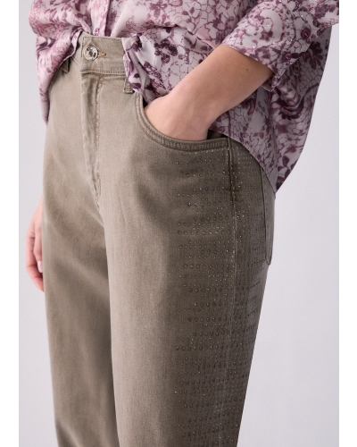 Liu Jo Balloon pants with micro rhinestones beige