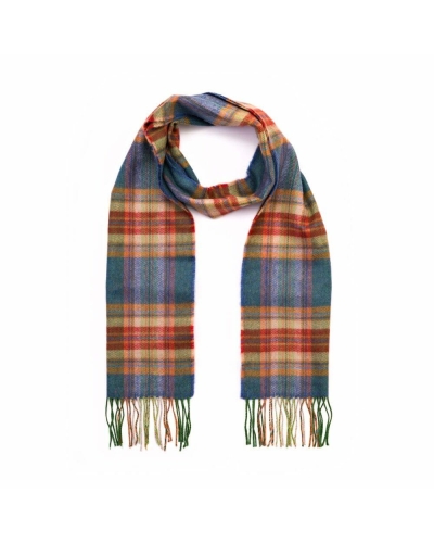 John Hanly Merino luxury wool scarf sea green/rust