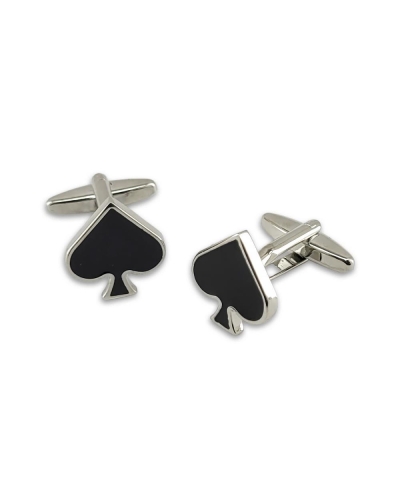 CUFFLINKS ACE OF SPADE zilver/zwart