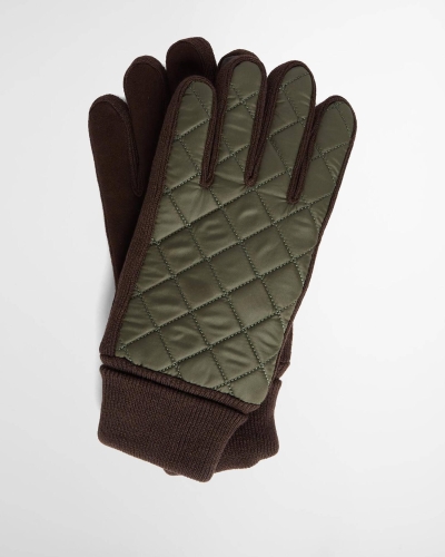 Barbour Magnus quilted gloves forest/brown