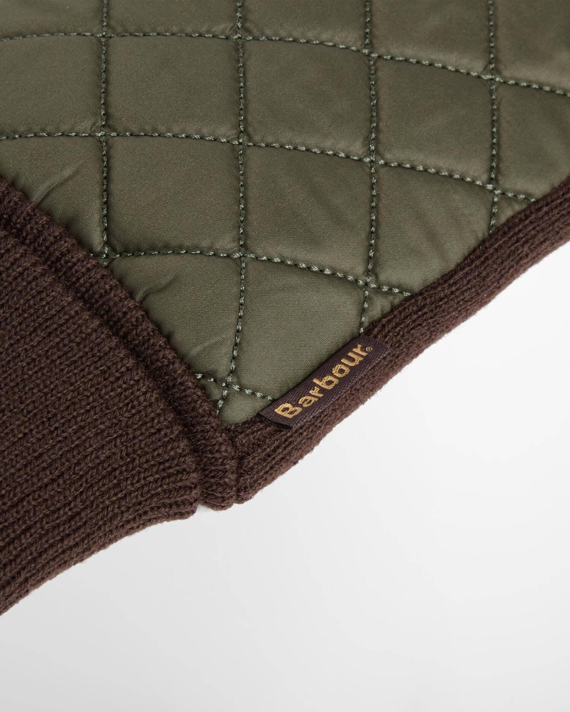 Barbour Magnus quilted gloves forest/brown