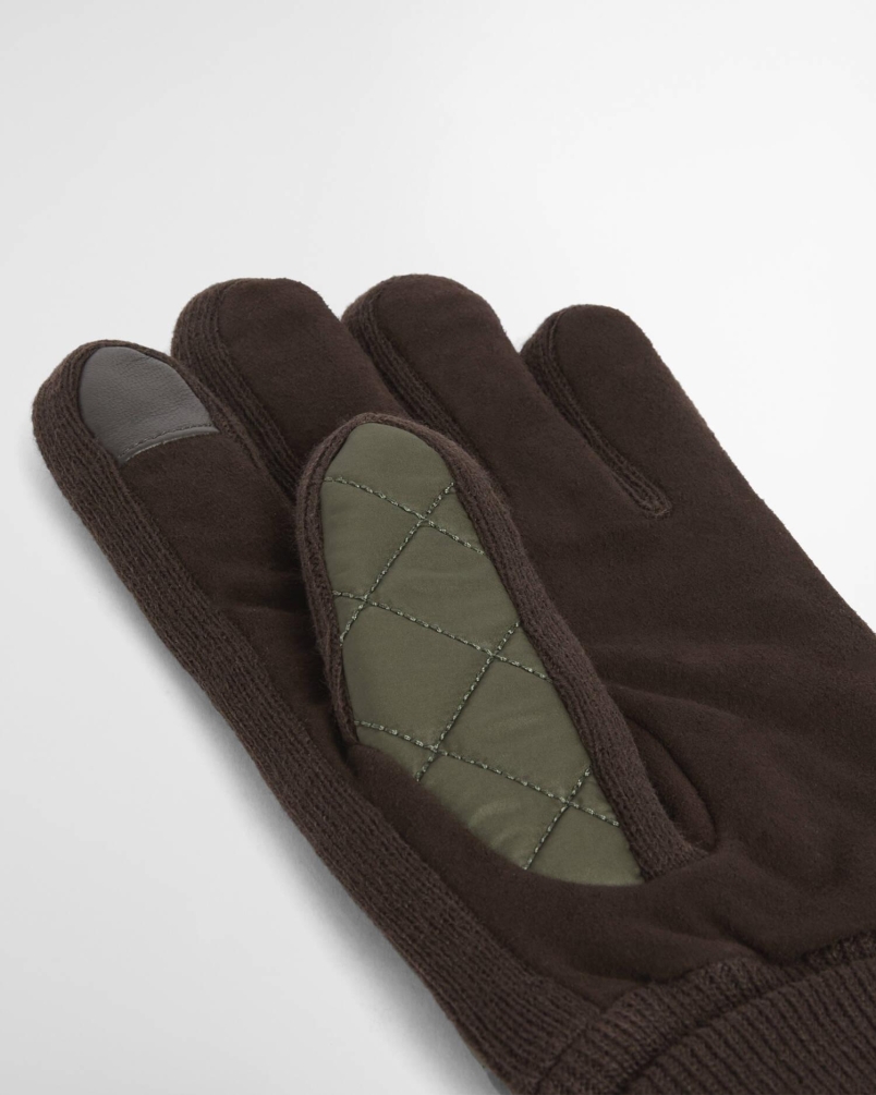 Barbour Magnus quilted gloves forest/brown