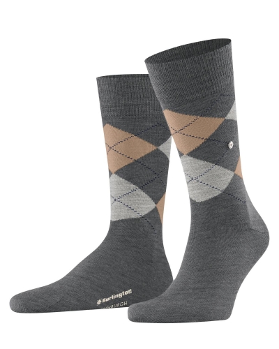 Burlington Edinburgh heren sokken dark grey