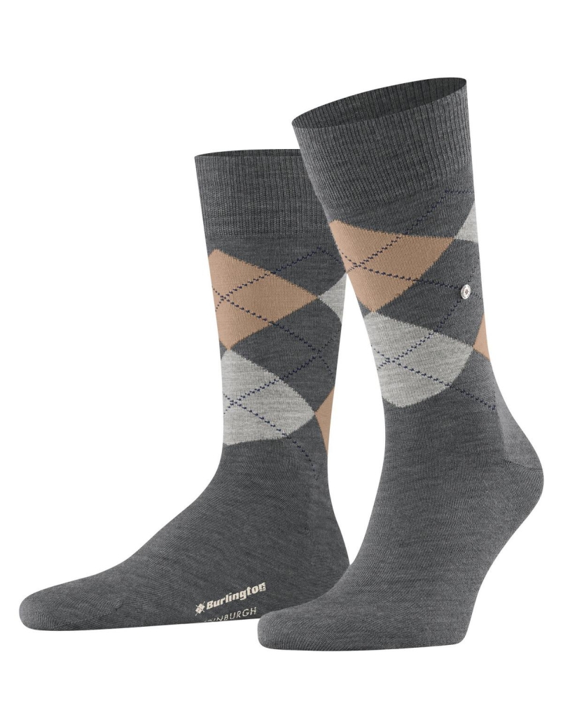 Burlington Edinburgh heren sokken dark grey