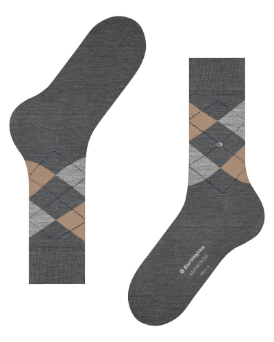 Burlington Edinburgh heren sokken dark grey