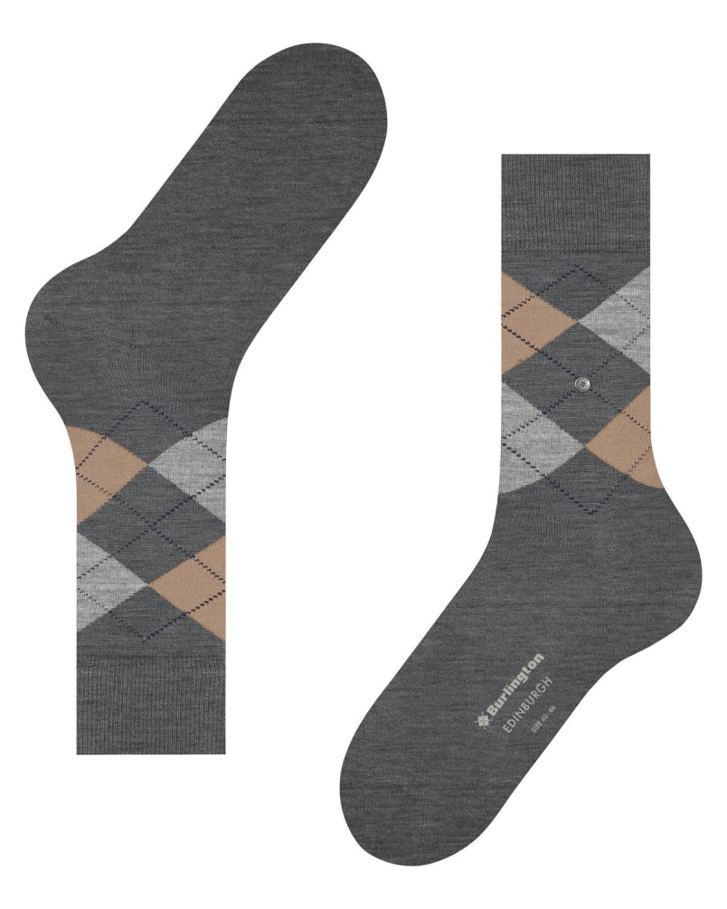 Burlington Edinburgh heren sokken dark grey
