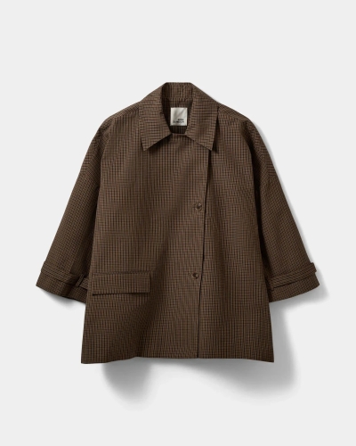 Sofie Schnoor Selina oversized coat brown check
