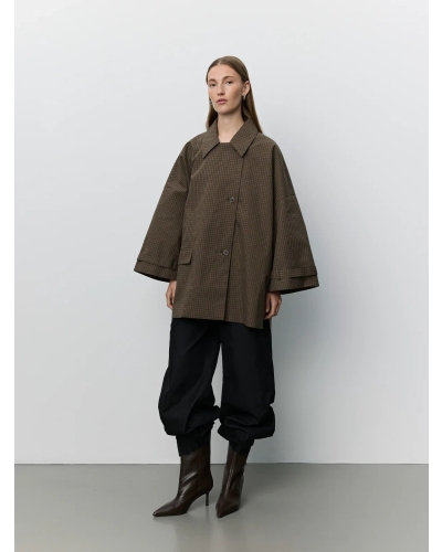 Sofie Schnoor Selina oversized coat brown check