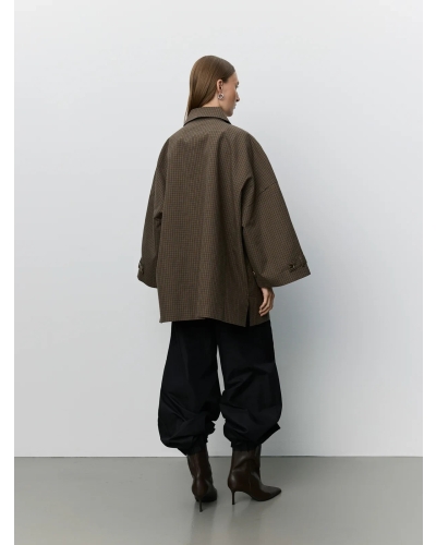 Sofie Schnoor Selina oversized coat brown check