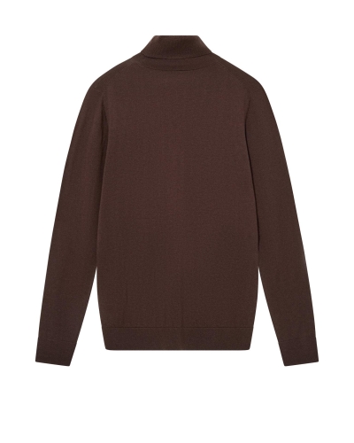 Mos Mosh Gallery Adam soft roll neck knit chocolate brown