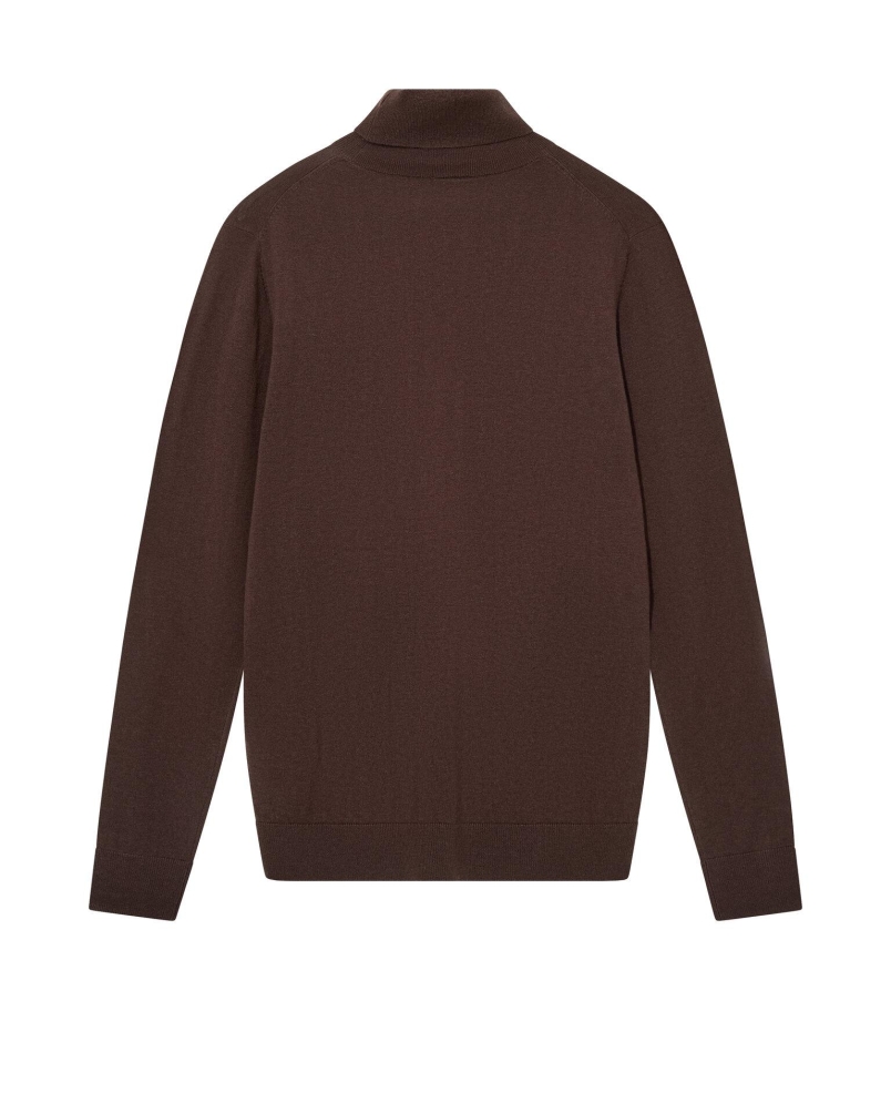 Mos Mosh Gallery Adam soft roll neck knit chocolate brown