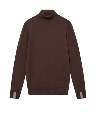 Mos Mosh Gallery Adam soft roll neck knit chocolate brown