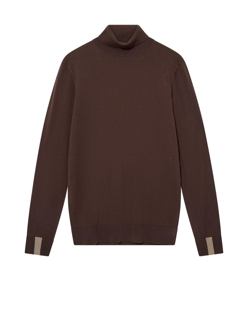 Mos Mosh Gallery Adam soft roll neck knit chocolate brown