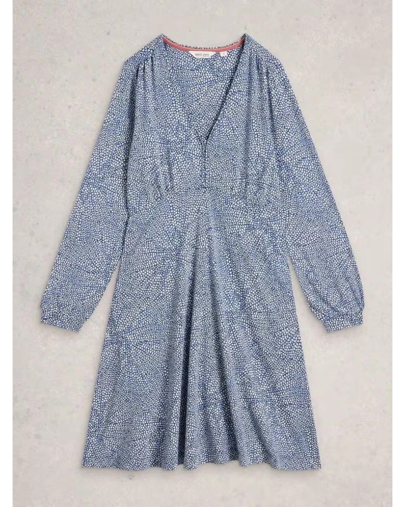 White Stuff Meg jersey dress blue mlt