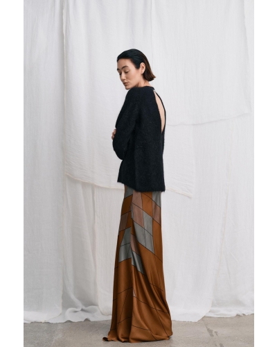 Rabens Saloner Dinea - Fluffy knit open back sweater black