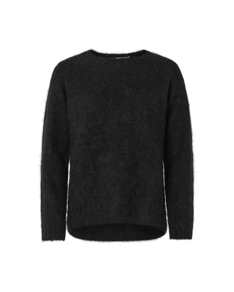 Rabens Saloner Dinea - Fluffy knit open back sweater black