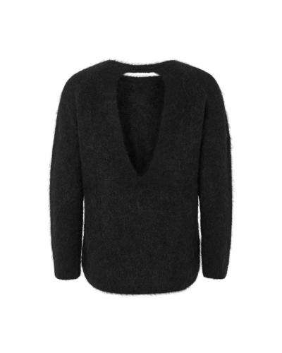 Rabens Saloner Dinea - Fluffy knit open back sweater black