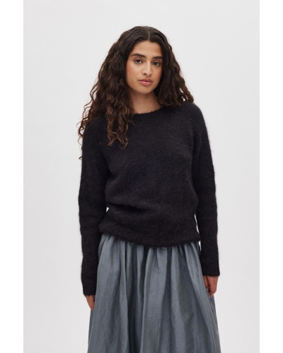 Rabens Saloner Dinea - Fluffy knit open back sweater black