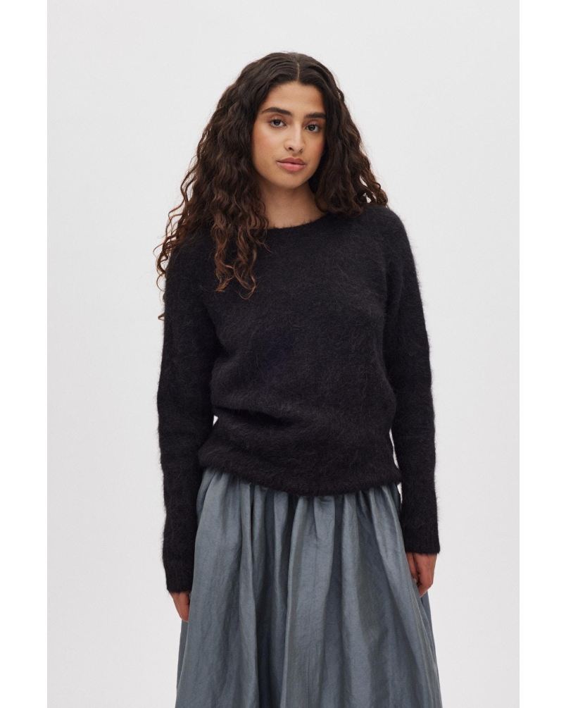 Rabens Saloner Dinea - Fluffy knit open back sweater black
