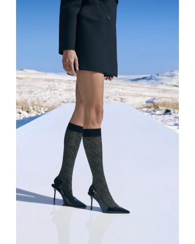 Falke Snow glitter dames kniekousen black