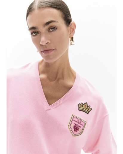 LOLA CASADEMUNT Lola Casademunt V-neck sweater with patches