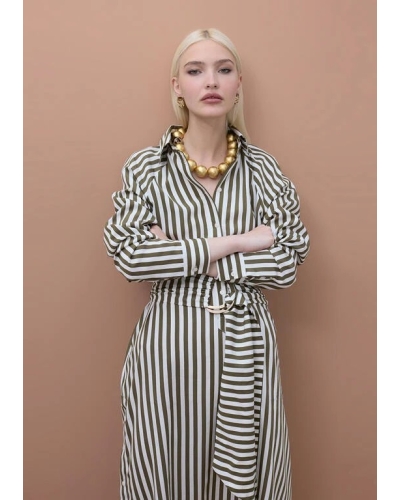 Lola Casademunt Shirt dress stripe ecru/green
