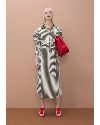 Lola Casademunt Shirt dress stripe ecru/green