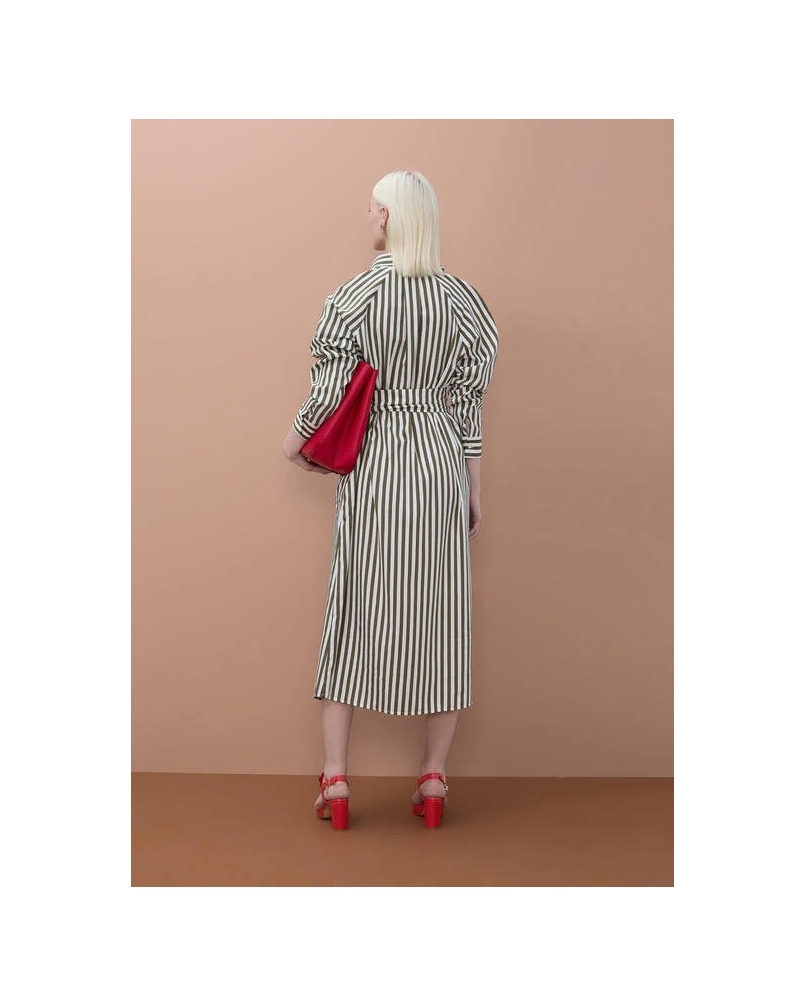 Lola Casademunt Shirt dress stripe ecru/green