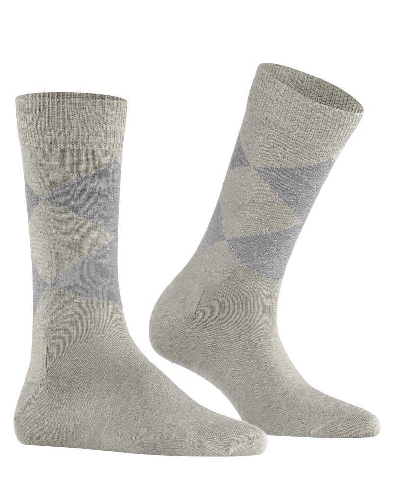 Burlington Marylebone lurex dames sokken light grey