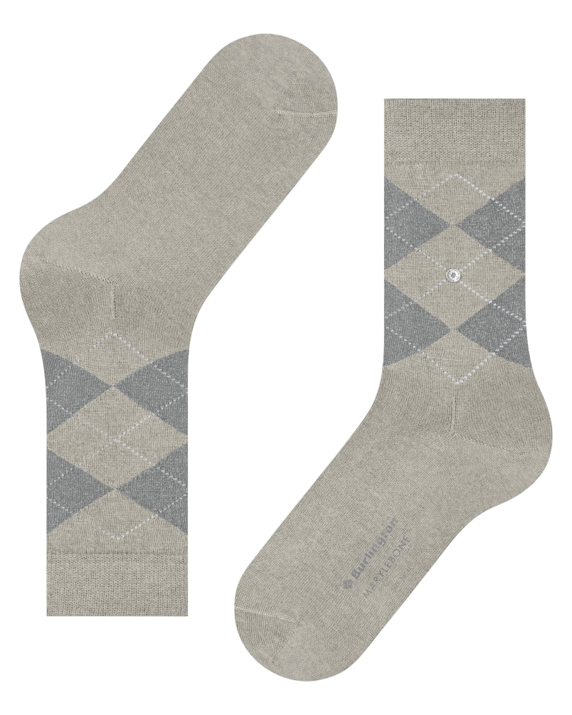 Burlington Marylebone lurex dames sokken light grey