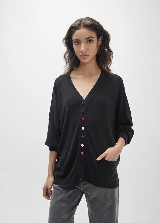 Lola Casademunt Oversized Cardigan multicolor Buttons black