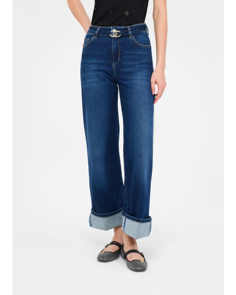 Liu Jo cropped jeans with belt den.blue bubble wash