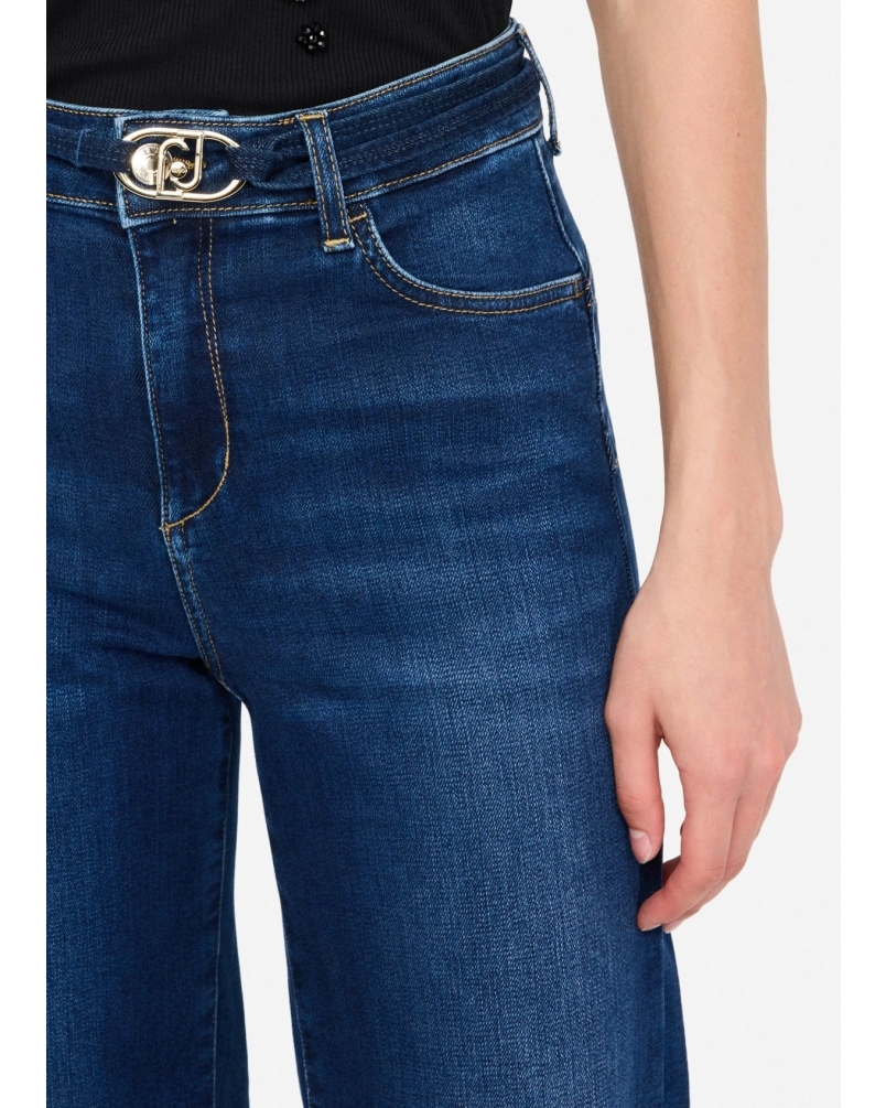 Liu Jo cropped jeans with belt den.blue bubble wash