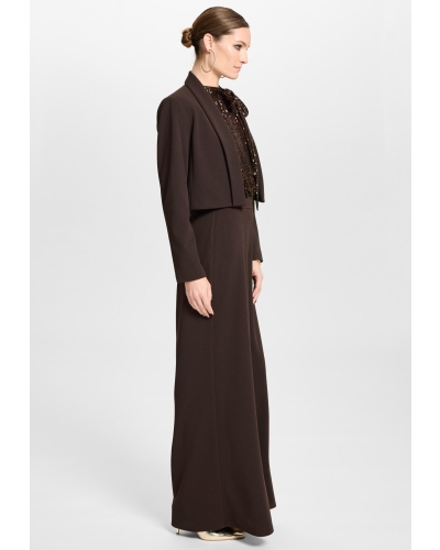 Swing Short blazer with scarf collar espresso brown