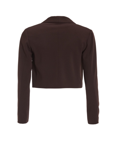 Swing Short blazer with scarf collar espresso brown
