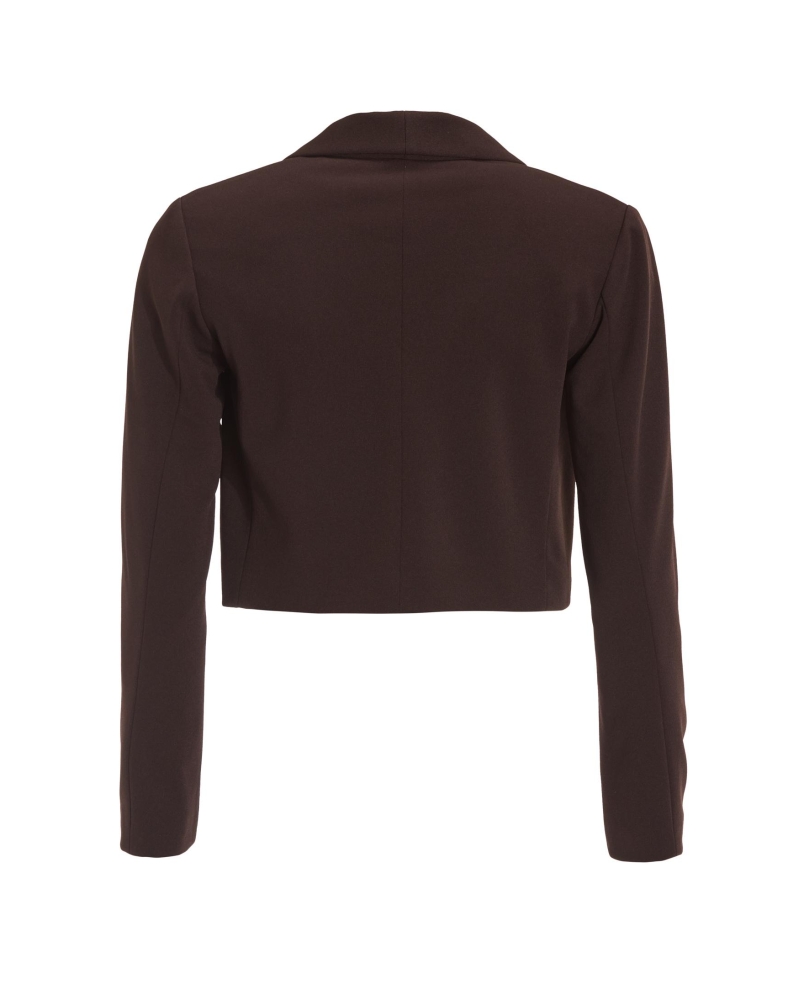 Swing Short blazer with scarf collar espresso brown