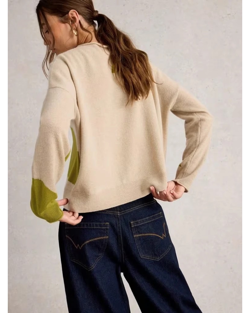 KITTY ABSTRACT CASHMERE JUMPER nat mlt