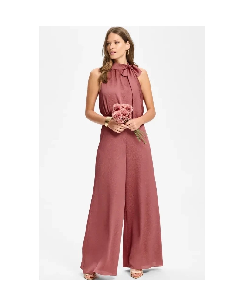 Swing Jumpsuit with satin tie blush rose